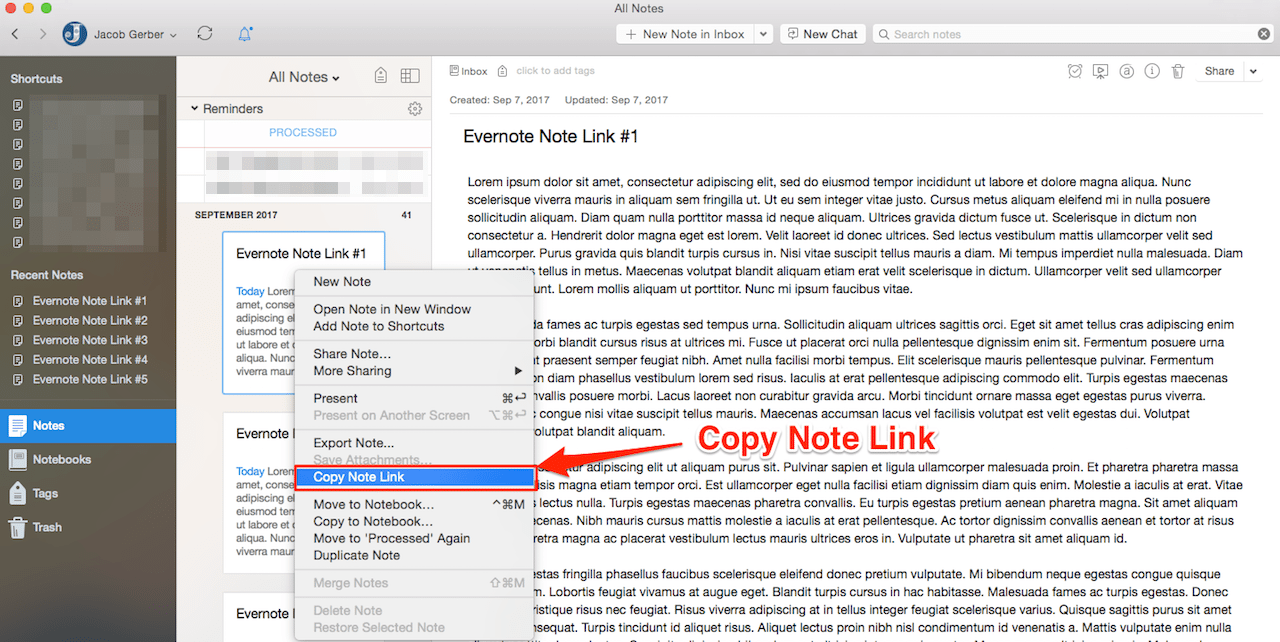 How to Copy Evernote Note Links