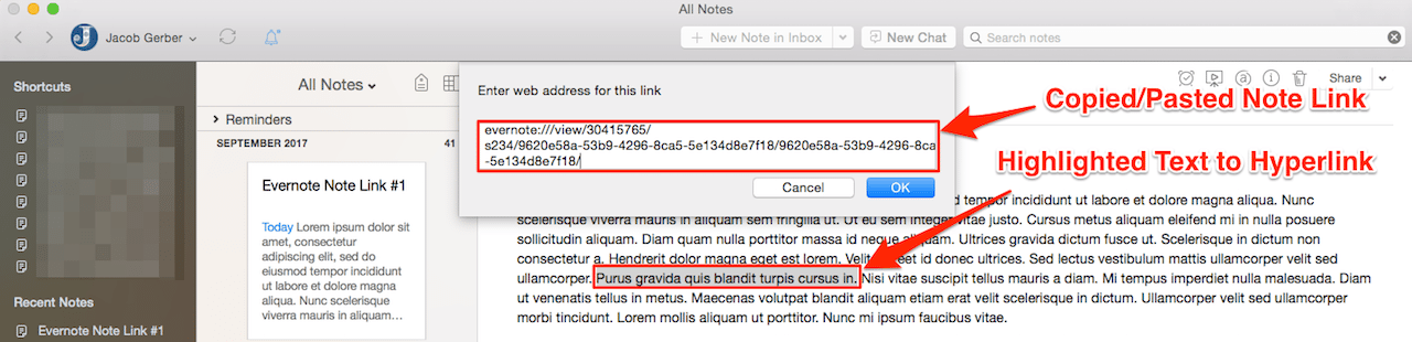 How to Add Evernote Note Links to Existing Text